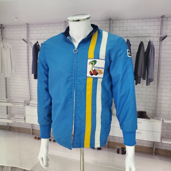 Vintage Ford Cobra JACKET Blue Racer Mechanic Zip-up Coat Small - Picture 3 of 11